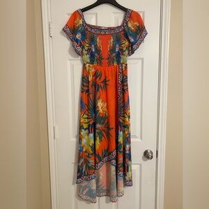 Jealous Tomato Colorful Floral Off the Shoulder Maxi Dress size M